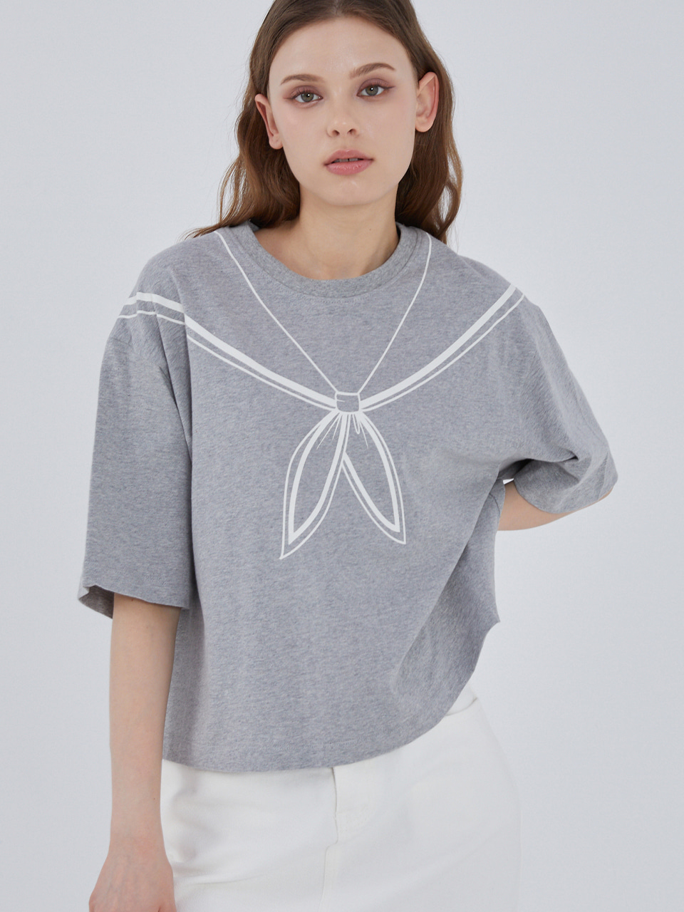 Sailor Collar Fake Print T-Shirt_GR