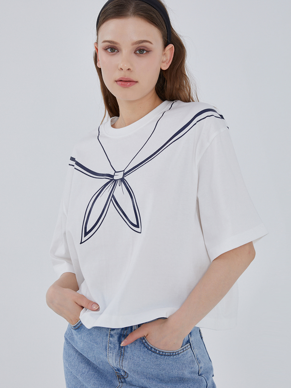Sailor Collar Fake Print T-Shirt_IV